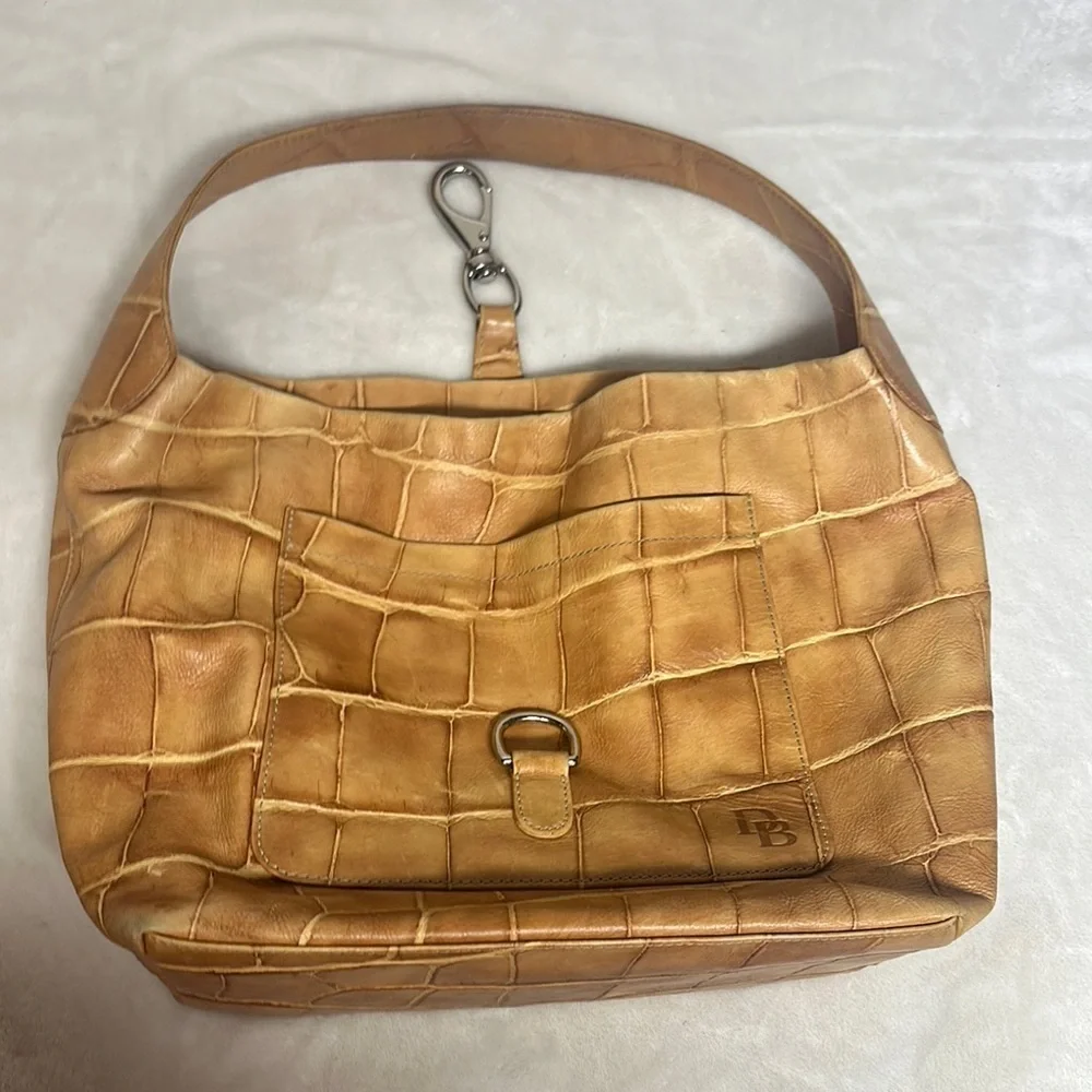 Dooney & Bourke Brown Hobo Bag with Crocodile Texture